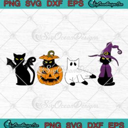 Retro Black Cats Halloween SVG - Pumpkin Costume Halloween Vibes SVG PNG EPS DXF PDF, Cricut File