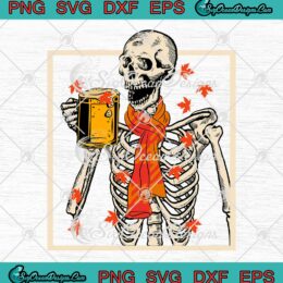 Skeleton Drinking Beer Retro SVG - Halloween Costume Beer Drink SVG PNG EPS DXF PDF, Cricut File