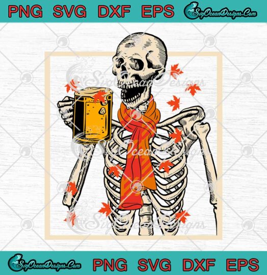 Skeleton Drinking Beer Retro SVG - Halloween Costume Beer Drink SVG PNG EPS DXF PDF, Cricut File