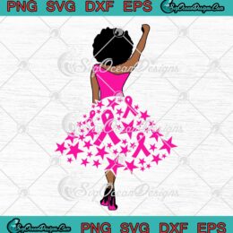 Survivor Pink Ribbon Queen SVG - African American Queen SVG - Breast Cancer Awareness SVG PNG EPS DXF PDF, Cricut File