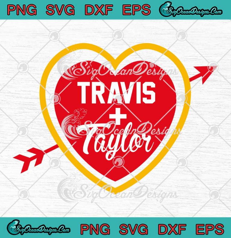 Travis Kelce x Taylor Swift Heart SVG - Kansas City Chiefs Football Season SVG PNG EPS DXF PDF, Cricut File