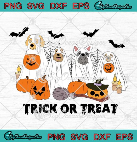Trick Or Treat Ghost Dogs Halloween SVG - Funny Spooky Season SVG PNG EPS DXF PDF, Cricut File