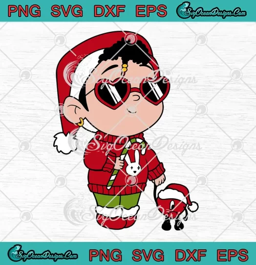 Baby Benito Bad Bunny Christmas SVG - Baby Benito Santa Hat Christmas SVG PNG EPS DXF PDF, Cricut File