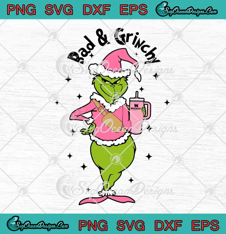 Grinch Stanley Tumbler Bougie Babes SVG, Grinch Cup And Bag SVG, Grinchy  And Bougie Christmas SVG