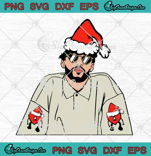 Bad Bunny Santa Hat Christmas SVG - Un Navidad Sin Ti Christmas SVG PNG EPS DXF PDF, Cricut File