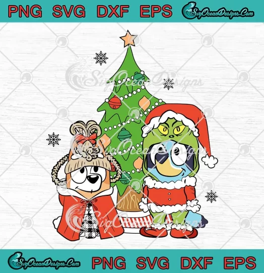 Bluey And Bingo Christmas Tree SVG - Bluey Christmas 2023 SVG PNG, Cricut File
