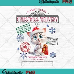 Cat Santa Hat Christmas Delivery PNG - A Very Merry Christmas Delivery PNG JPG Clipart, Digital Download