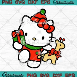 Christmas Santa Hello Kitty SVG - Cute Kitty Christmas Holiday SVG PNG, Cricut File