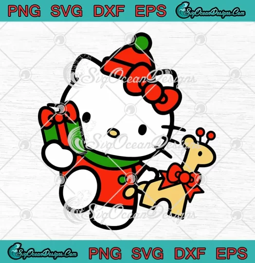 Christmas Santa Hello Kitty SVG - Cute Kitty Christmas Holiday SVG PNG, Cricut File