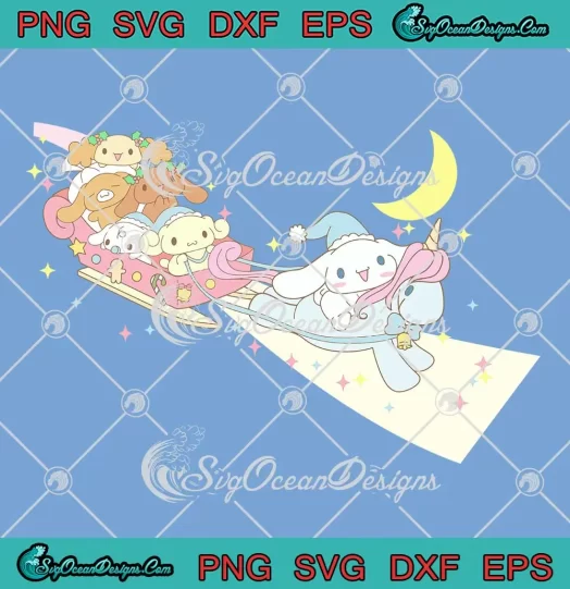 Cinnamoroll And Cinnamoangels SVG - On A Sleigh SVG - Hello Kitty Christmas SVG PNG, Cricut File
