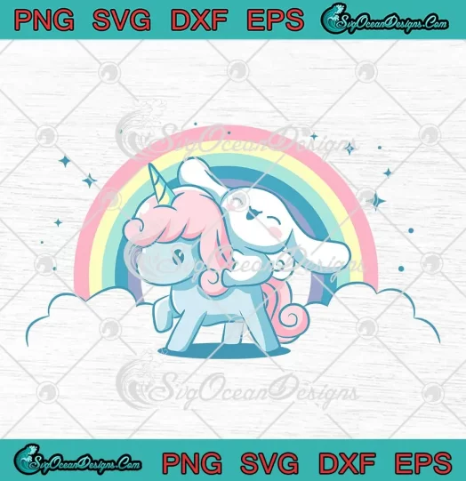 Cinnamoroll And Corune Unicorn SVG - Hello Kitty Kawaii 2023 SVG PNG, Cricut File