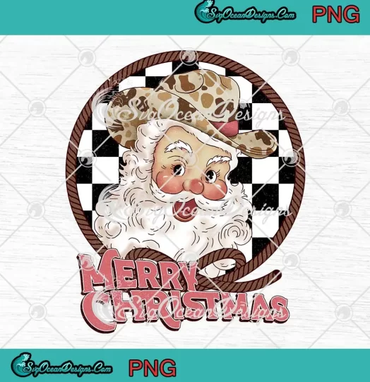 Cowboy Santa Western Christmas PNG - Retro Merry Christmas PNG JPG Clipart, Digital Download