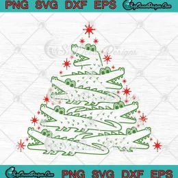 Crocodile Christmas Tree Funny SVG - Alligator Xmas Christmas SVG PNG, Cricut File