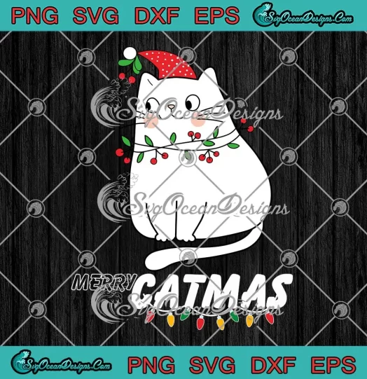 Cute Cat Merry Catmas Christmas SVG - Santa Cat Lovers Xmas SVG PNG, Cricut File