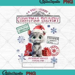 Cute Cat Santa Sack Christmas Gift PNG - A Very Merry Christmas Delivery PNG JPG Clipart, Digital Download