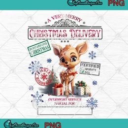 Cute Deer Santa Sack Christmas Gift PNG - A Very Merry Christmas Delivery PNG JPG Clipart, Digital Download