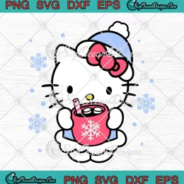 Cute Hello Kitty Merry Christmas SVG - Santa Kitty Xmas Gift SVG PNG, Cricut File