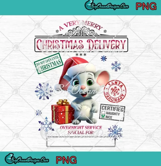 Cute Mouse Santa Hat Christmas PNG - A Very Merry Christmas Delivery PNG JPG Clipart, Digital Download
