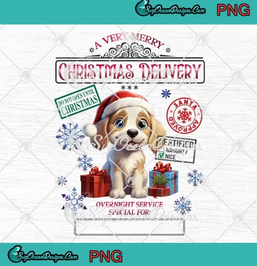 Cute Santa Dog Christmas Gift PNG - A Very Merry Christmas Delivery PNG JPG Clipart, Digital Download