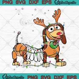 Disney Reindeer Slinky Dog SVG - Christmas Lights SVG - Toy Story Xmas SVG PNG, Cricut File