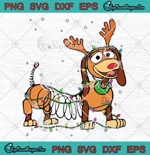 Disney Reindeer Slinky Dog SVG - Christmas Lights SVG - Toy Story Xmas SVG PNG, Cricut File