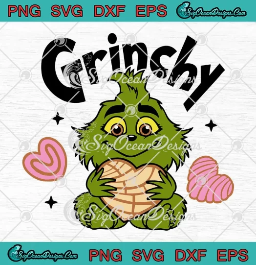 Grinchy Pan Dulce Concha SVG - Baby Grinch Concha Christmas SVG - Mexican Food SVG PNG, Cricut File