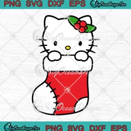 Hello Kitty In Christmas Stocking SVG - Hello Kitty Merry Xmas SVG PNG, Cricut File