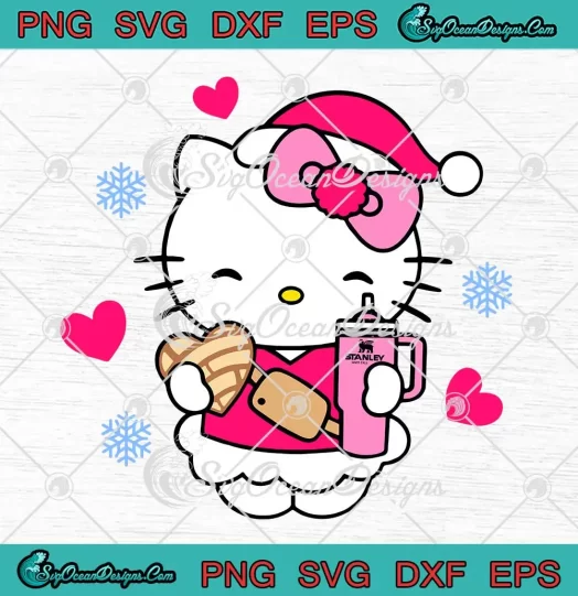 Hello Kitty With Stanley Tumbler SVG - Cute Hello Kitty SVG - Merry Christmas SVG PNG, Cricut File