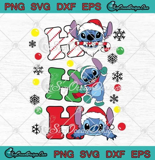 Ho Ho Ho Cute Santa Stitch SVG - Disney Christmas Holiday SVG PNG, Cricut File