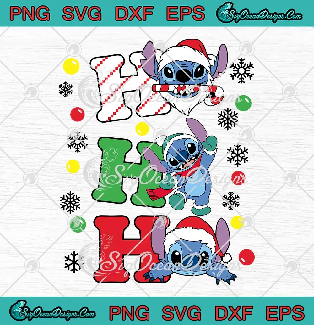 Ho Ho Ho Cute Santa Stitch Svg Disney Christmas Holiday Svg Png Cricut File