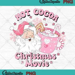 Hot Cocoa Christmas Movie Retro PNG - Pink Santa Claus PNG - Merry Christmas PNG JPG Clipart, Digital Download