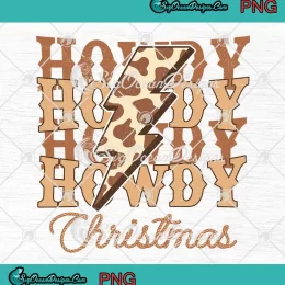 Howdy Christmas Leopard Lightning PNG - Retro Western Christmas PNG JPG Clipart, Digital Download