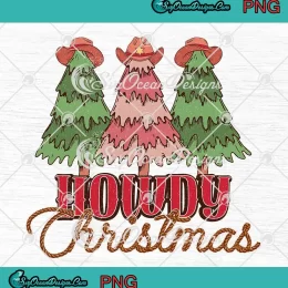 Howdy Christmas Xmas Tree PNG - Cowhide Western Christmas Cowboy PNG JPG Clipart, Digital Download