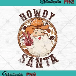 Howdy Santa Western Christmas PNG - Retro Cowboy Santa Christmas PNG JPG Clipart, Digital Download