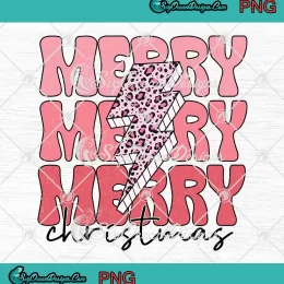 Leopard Lightning Bolt Christmas PNG - Retro Merry Christmas PNG JPG Clipart, Digital Download