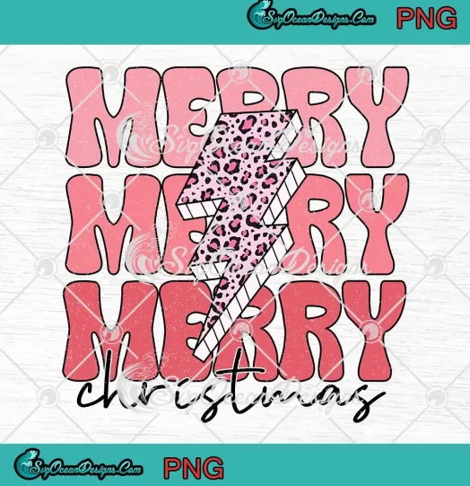Leopard Lightning Bolt Christmas PNG - Retro Merry Christmas PNG JPG Clipart, Digital Download