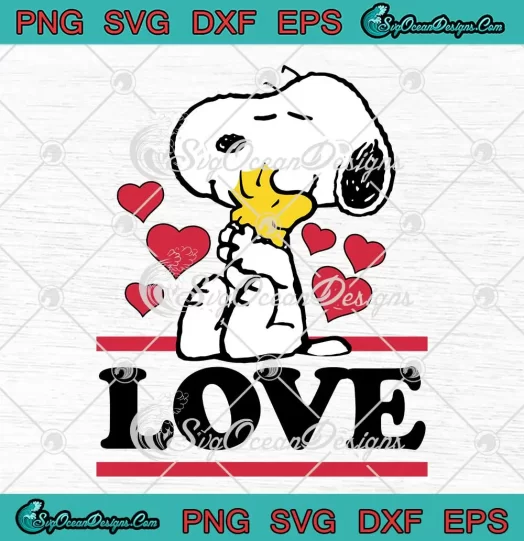 Love Snoopy Woodstock Peanuts SVG - Snoopy Valentine's Day SVG PNG EPS DXF PDF, Cricut File