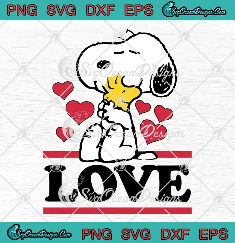 Love Snoopy Woodstock Peanuts SVG - Snoopy Valentine's Day SVG PNG EPS ...