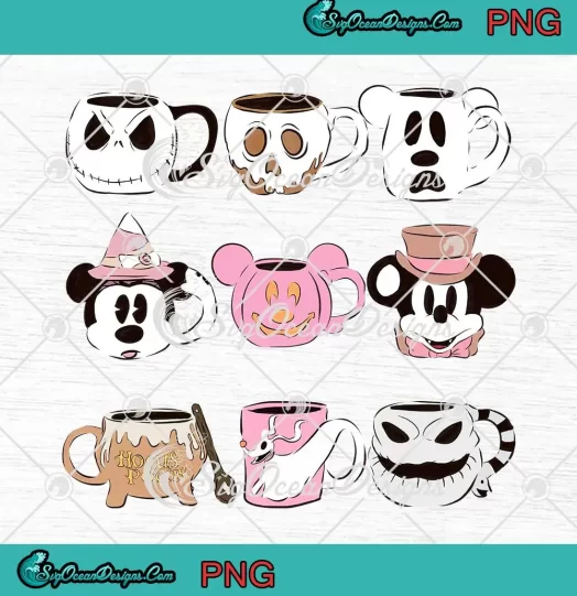 Magic Mugs Scary Halloween PNG - Disney Halloween Mugs PNG JPG Clipart, Digital Download