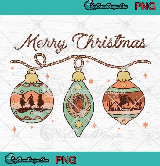 Merry Christmas Yellowstone PNG - Western Cowboy Christmas Balls PNG JPG Clipart, Digital Download