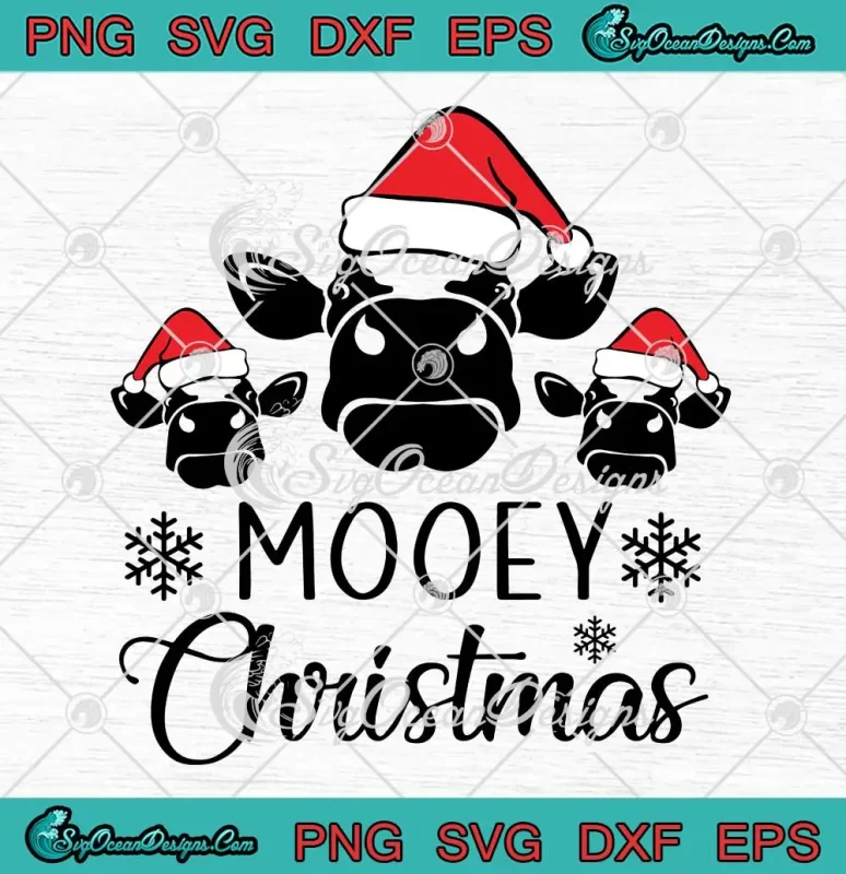 Mooey Christmas Cow Christmas SVG - Funny Xmas Moowy SVG PNG, Cricut File