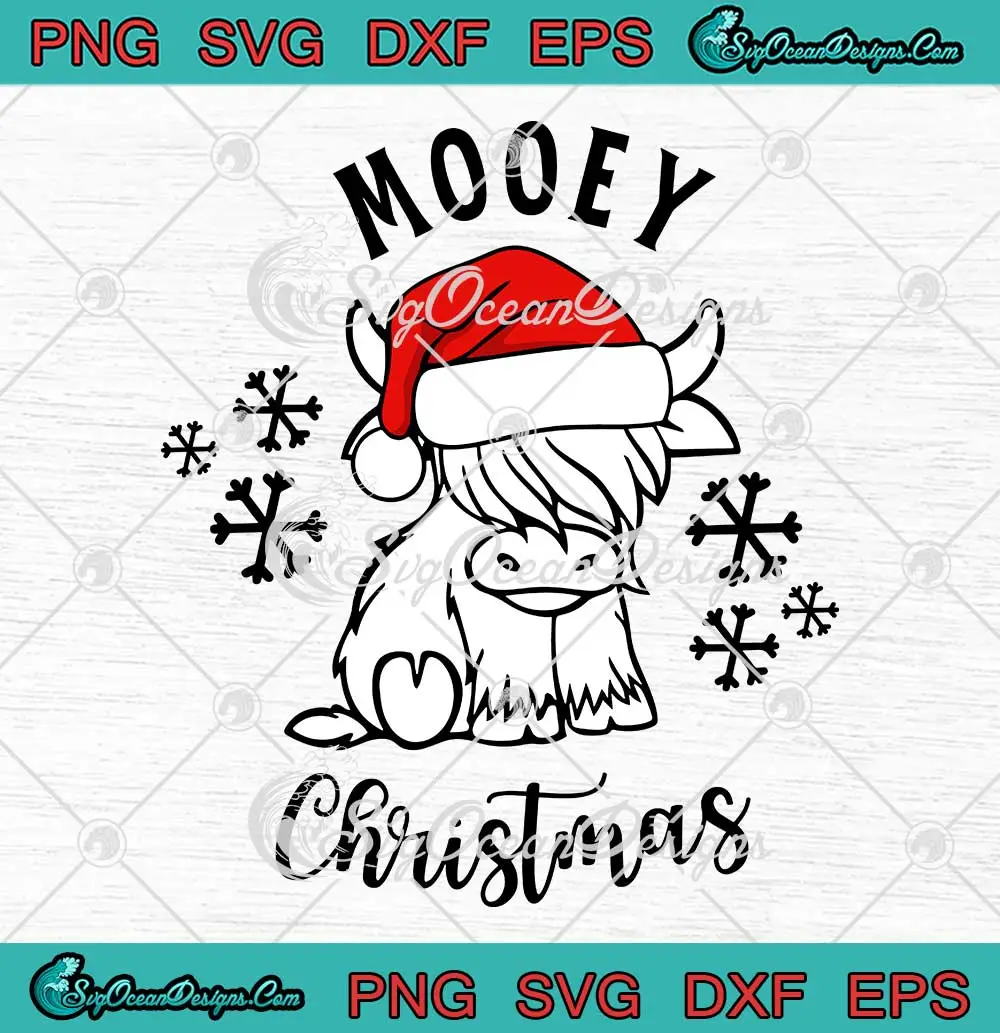 Mooey Christmas Cow Santa Hat SVG - Funny Xmas Christmas Gifts SVG PNG