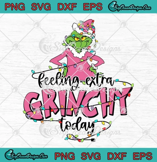 Pink Feeling Extra Grinchy Today SVG - Grinch Christmas Lights SVG - Pink Christmas SVG PNG, Cricut File