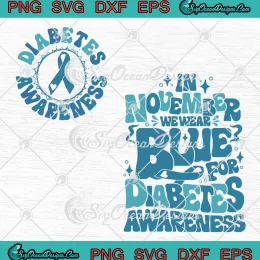 Retro In November We Wear Blue SVG - For Diabetes Awareness SVG PNG EPS DXF PDF, Cricut File