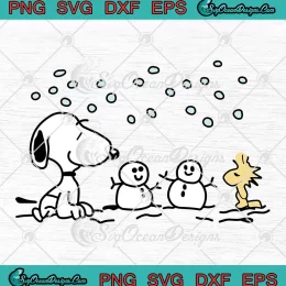 Retro Snoopy Woodstock Snowman SVG - Peanuts Christmas SVG PNG, Cricut File