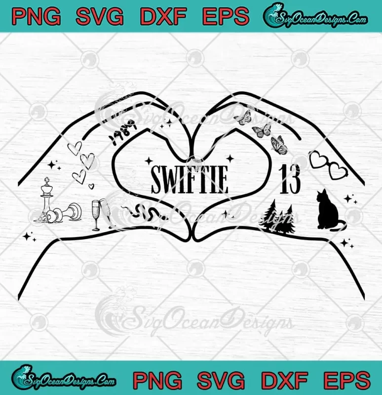 Hand Heart Swiftie SVG DXF EPS PNG Cut Files