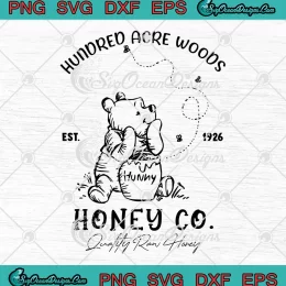 Retro Winnie The Pooh Honey Co SVG - Hundred Acre Woods Est. 1926 SVG PNG EPS DXF PDF, Cricut File