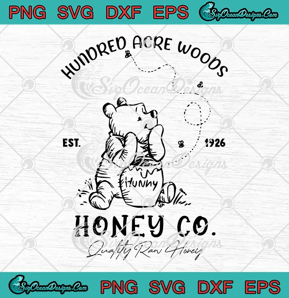 Retro-Winnie-The-Pooh-Honey-Co-SVG---Hundred-Acre-Woods-Est.-1926-SVG-PNG-EPS-DXF-PDF,-Cricut-File Retro Winnie The Pooh Honey Co SVG - Hundred Acre Woods Est. 1926 SVG PNG EPS DXF PDF, Cricut File