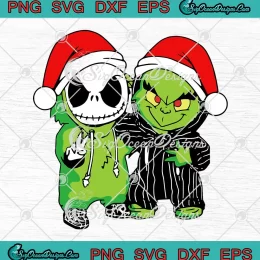 Santa Grinch And Jack Skellington SVG - Nightmare Before Grinchmas SVG PNG, Cricut File