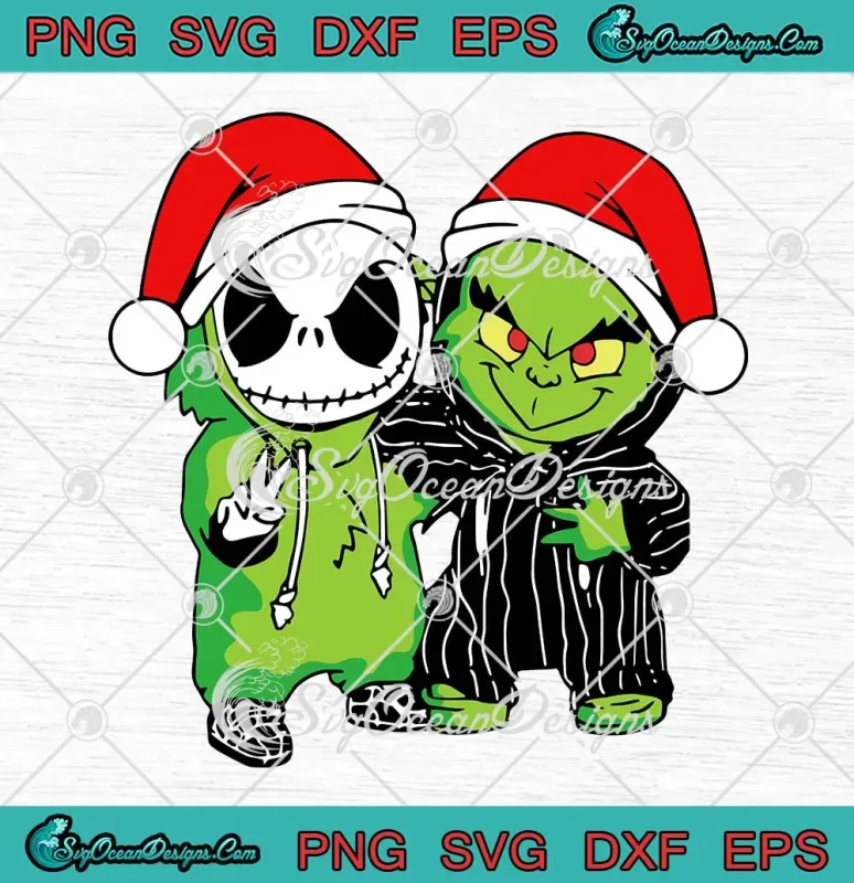 Santa Grinch And Jack Skellington SVG - Nightmare Before Grinchmas SVG ...